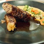 Agneau croustillant et sa mousseline de carottes et petits légumes